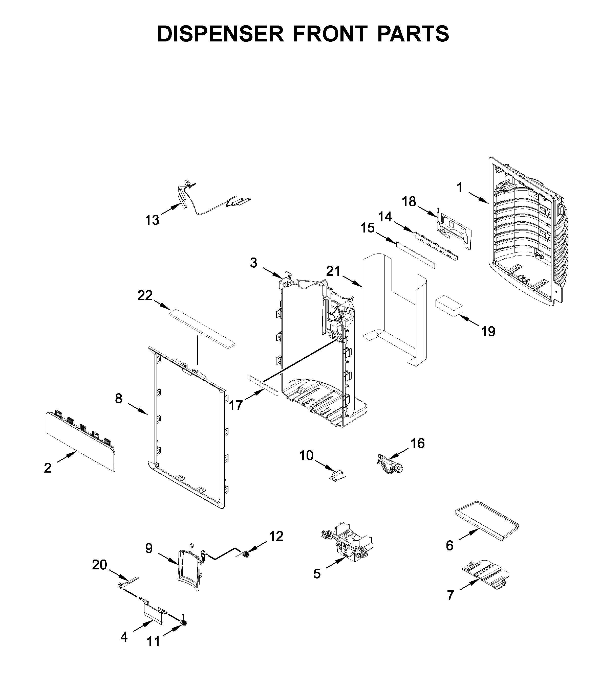 Dispenser front parts