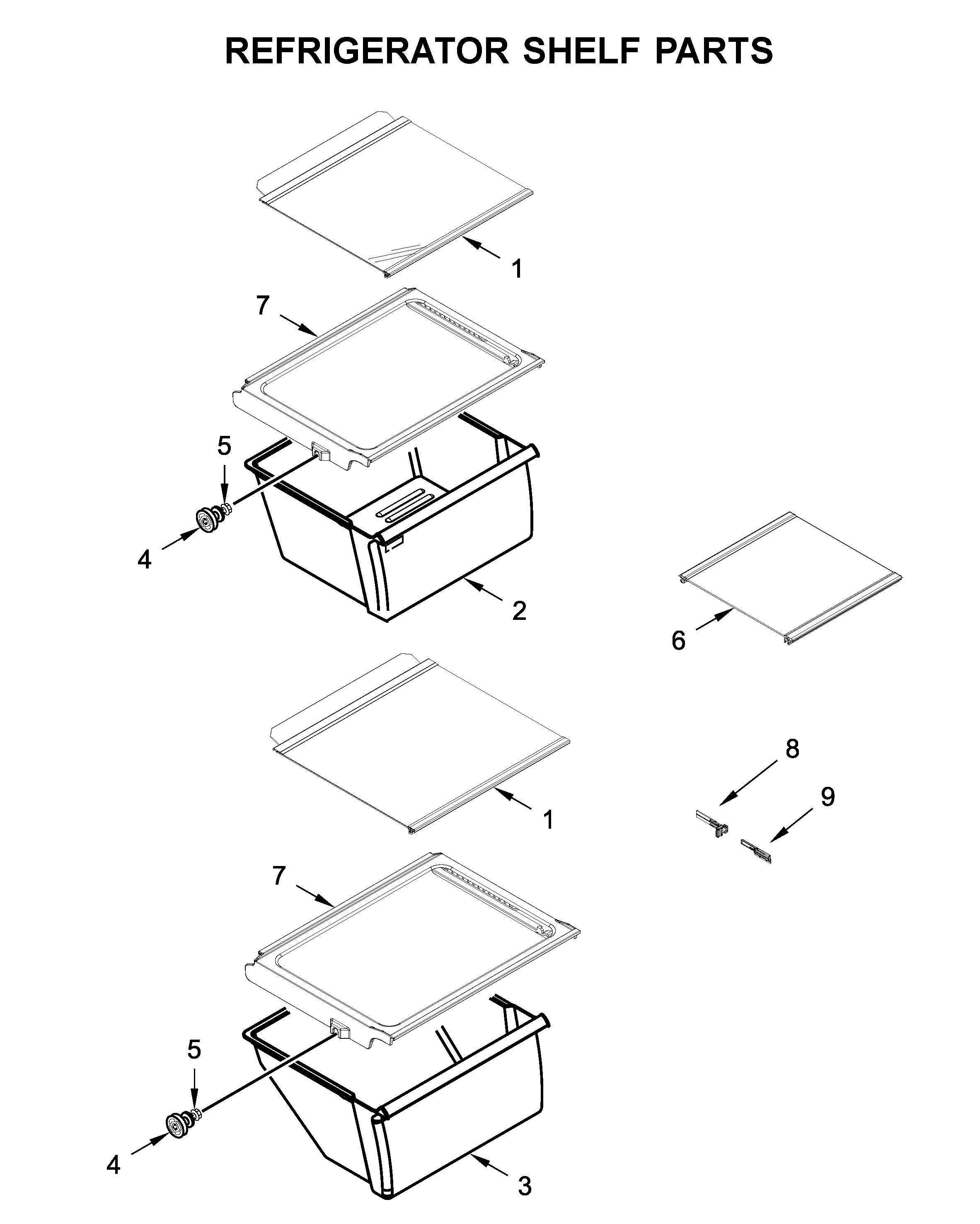 Refrigerator shelf parts