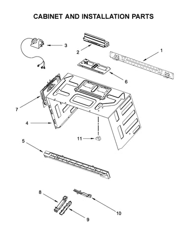 Cabinet and installation parts