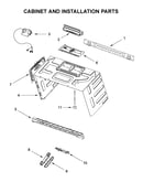 Cabinet and installation parts
