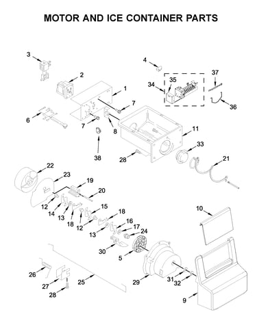 Motor and ice container parts