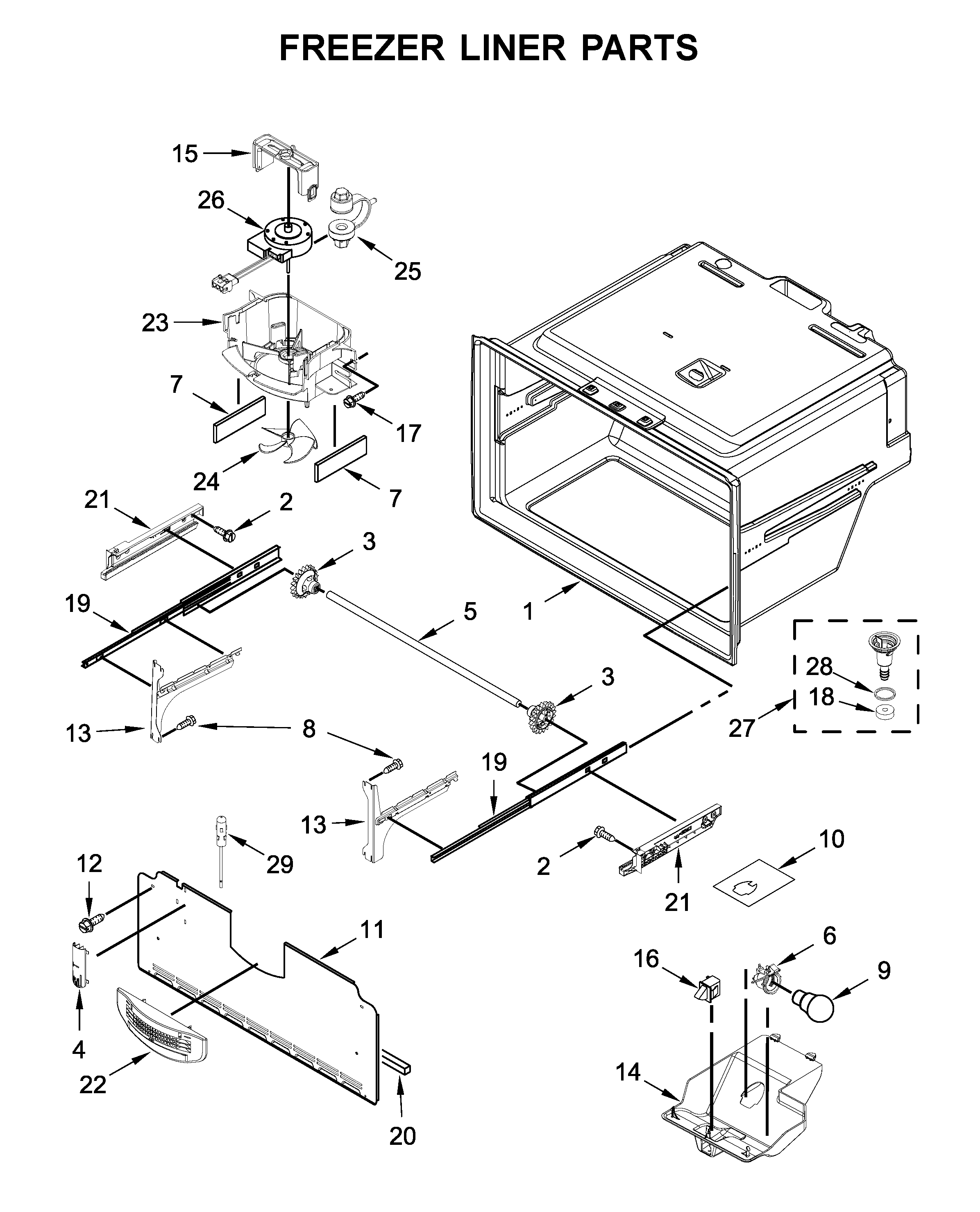 Freezer liner parts
