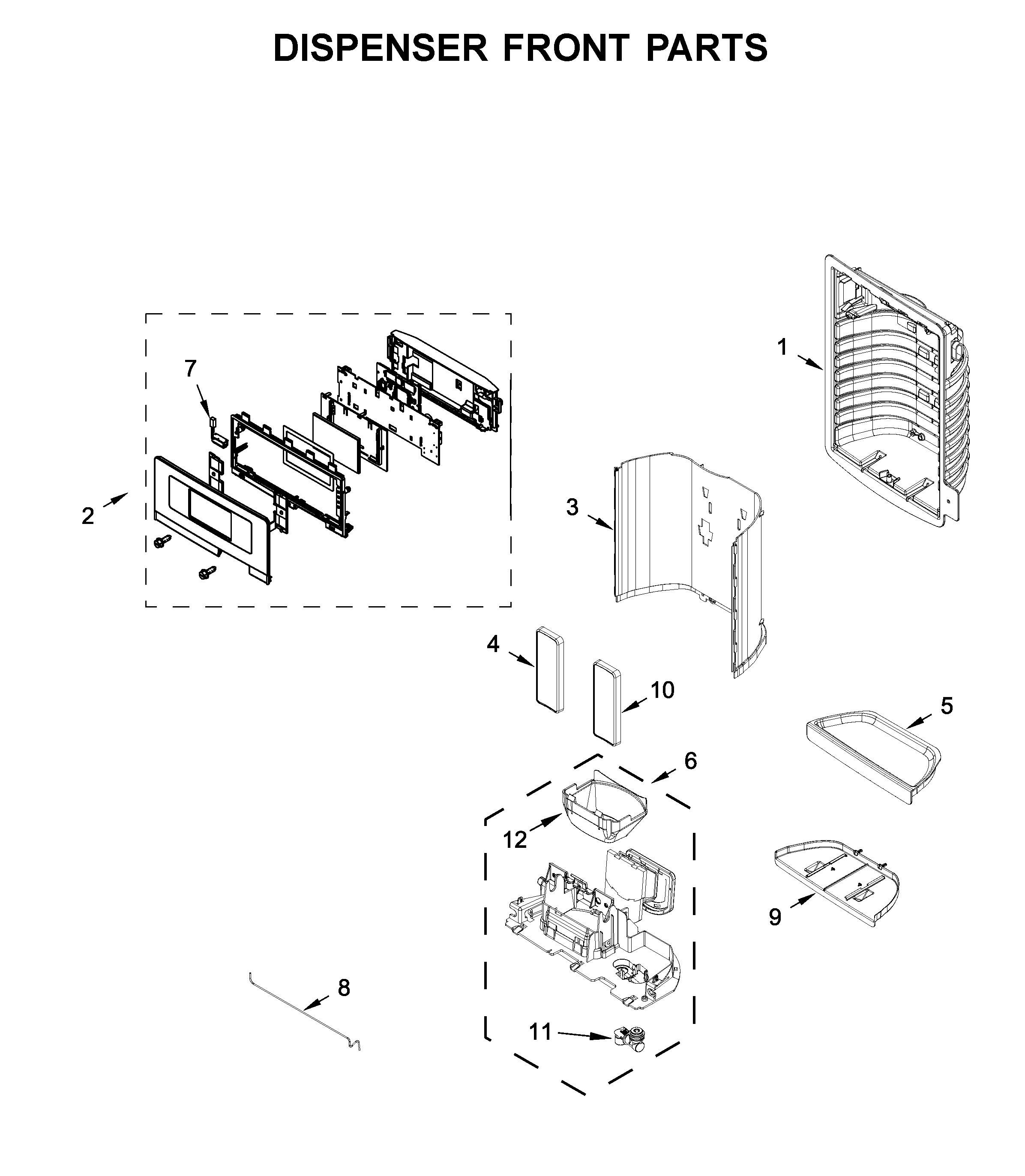 Dispenser front parts