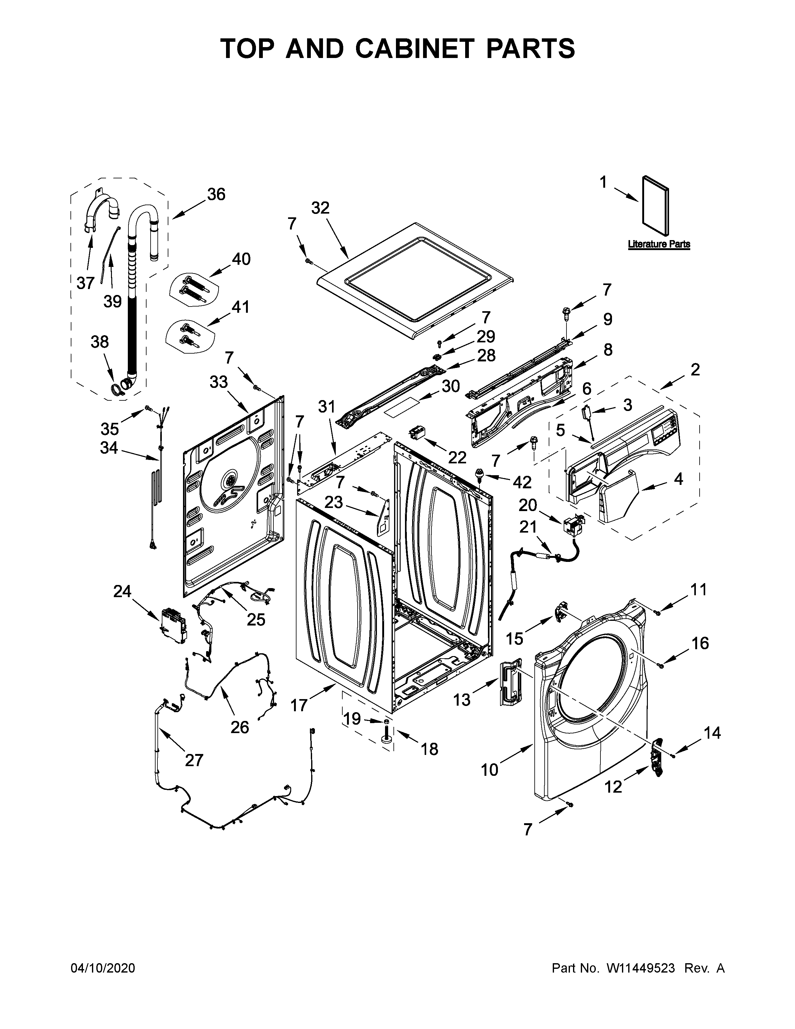 Top and cabinet parts