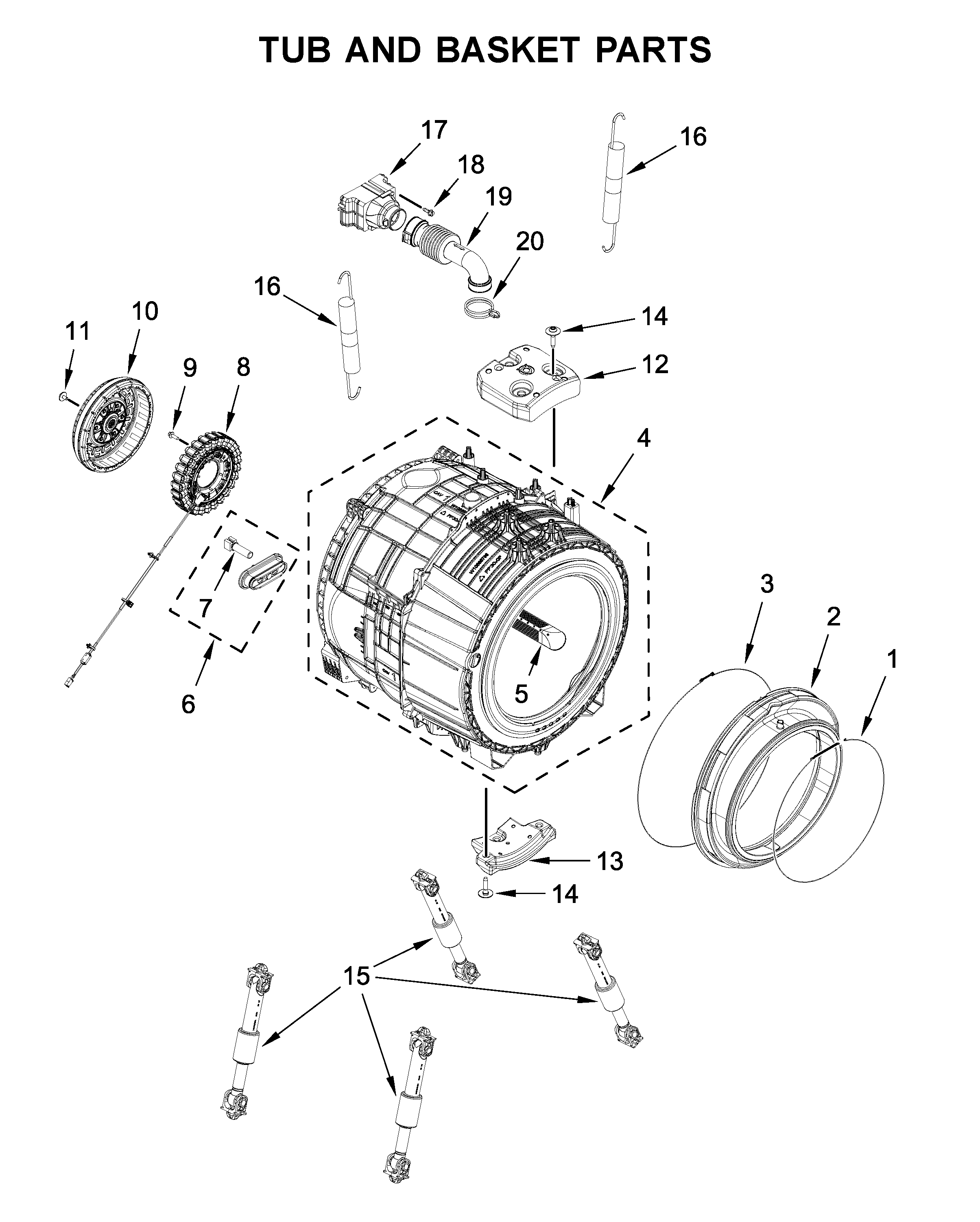 Tub and basket parts