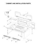 Cabinet and installation parts