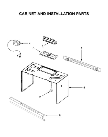 Cabinet and installation parts