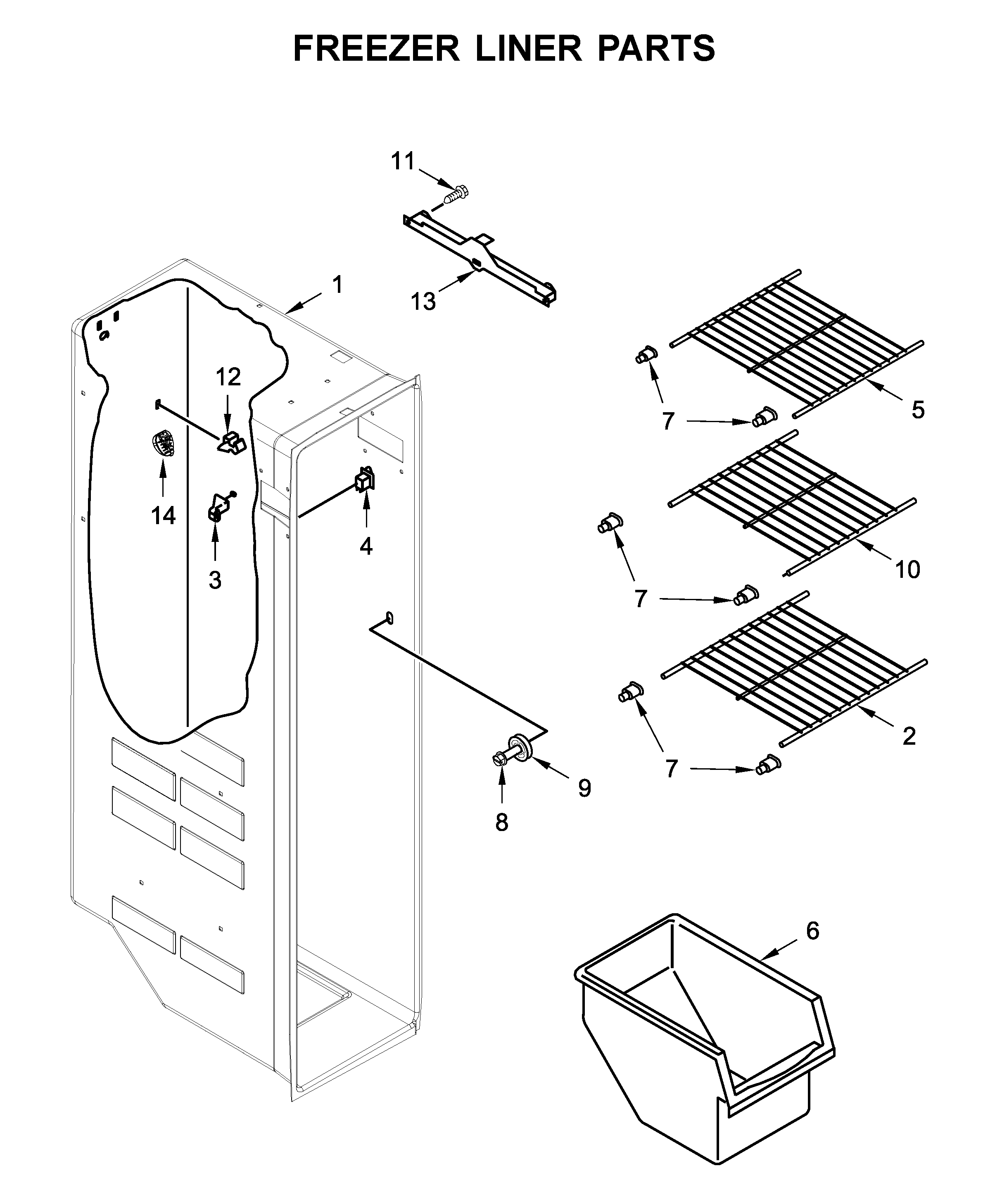 Freezer liner parts