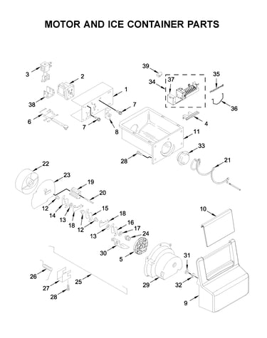 Motor and ice container parts