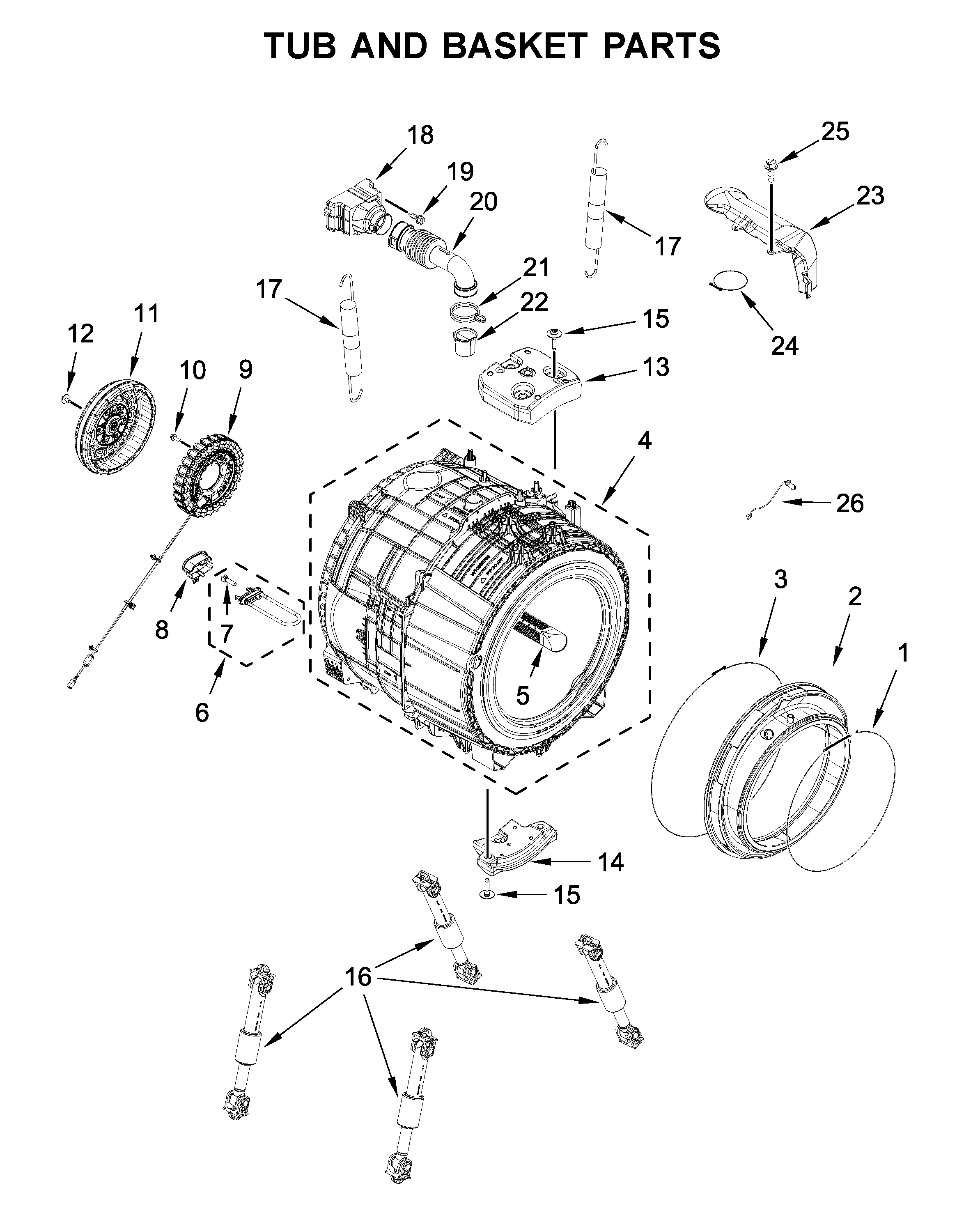 Tub and basket parts
