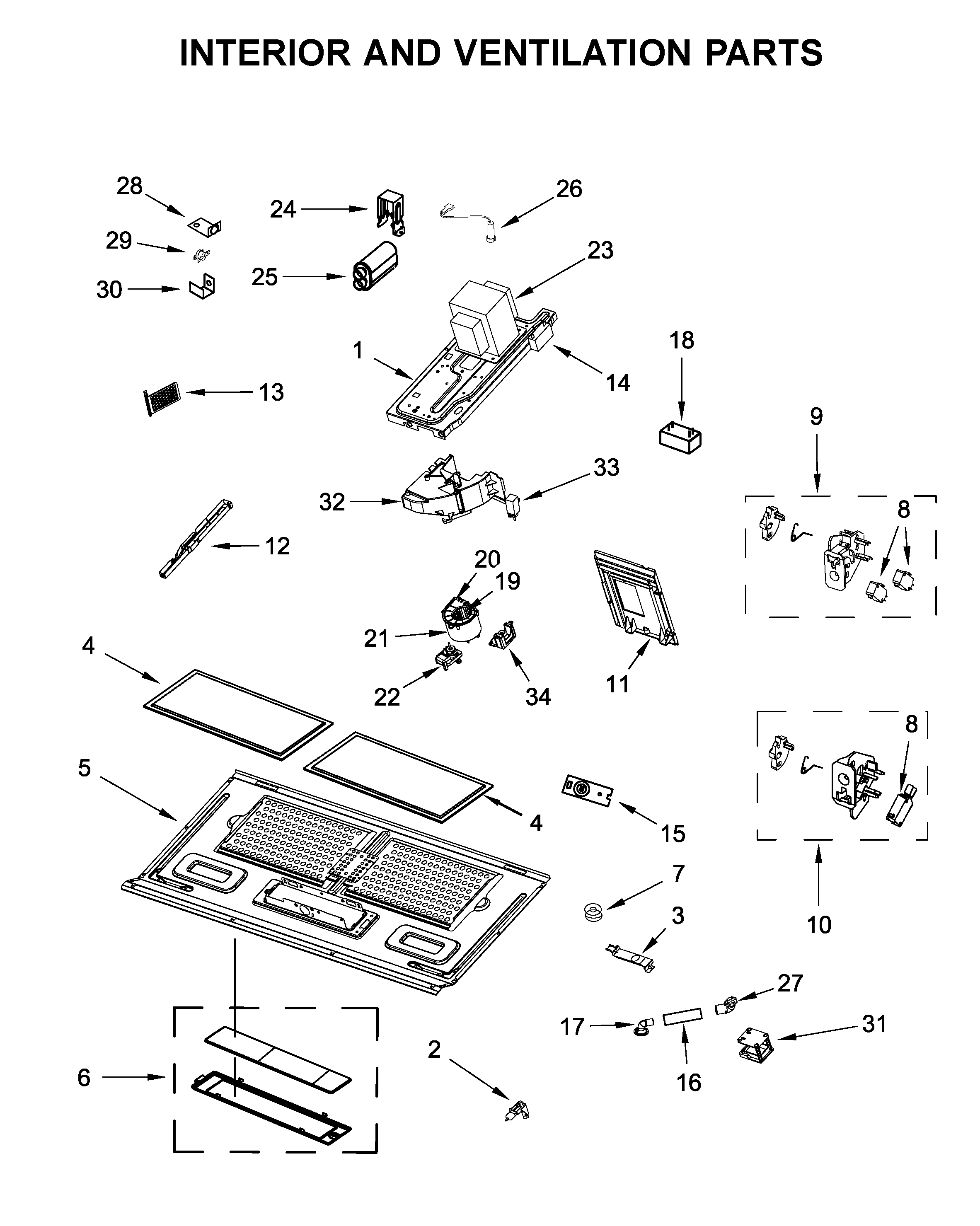 Interior and ventilation parts