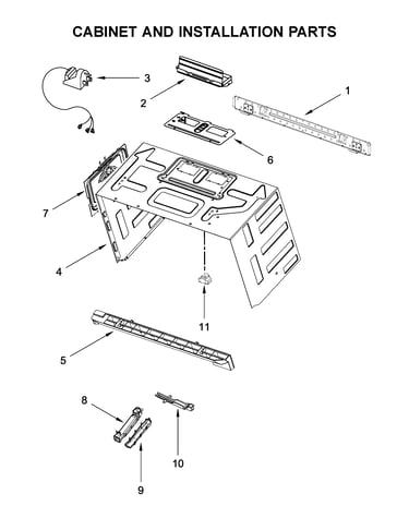 Cabinet and installation parts