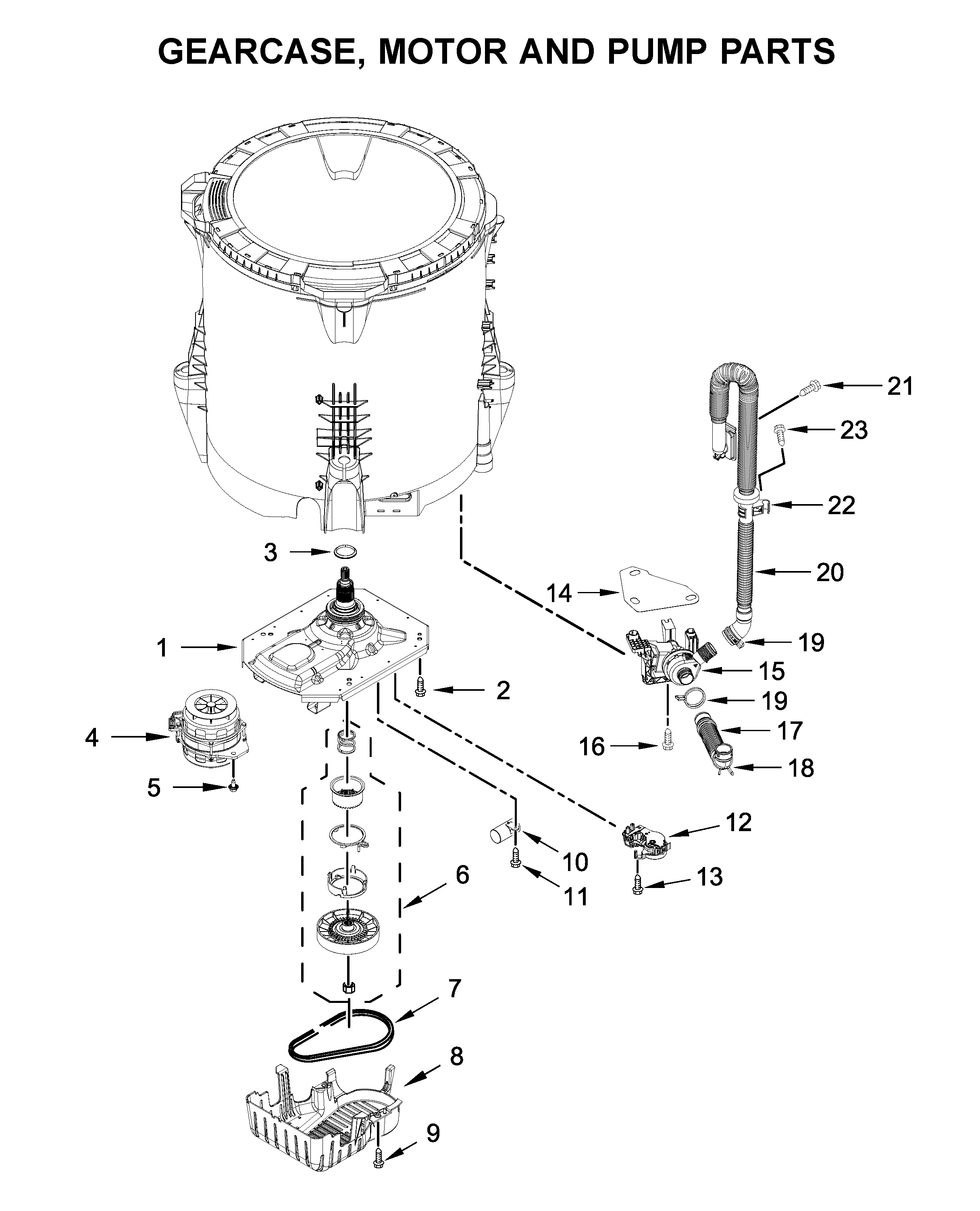 Gearcase, motor and pump parts