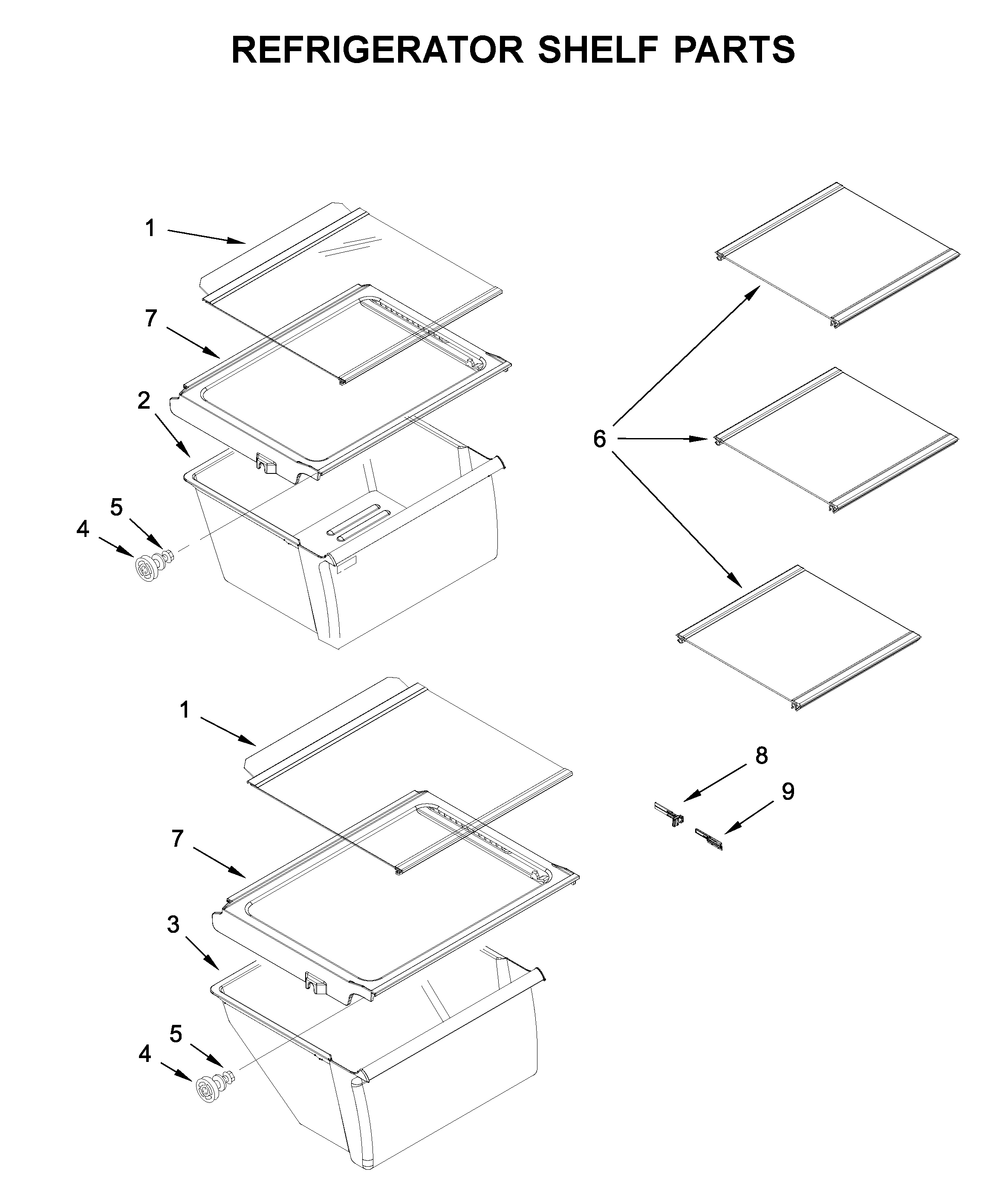 Refrigerator shelf parts