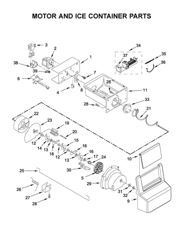 Motor and ice container parts