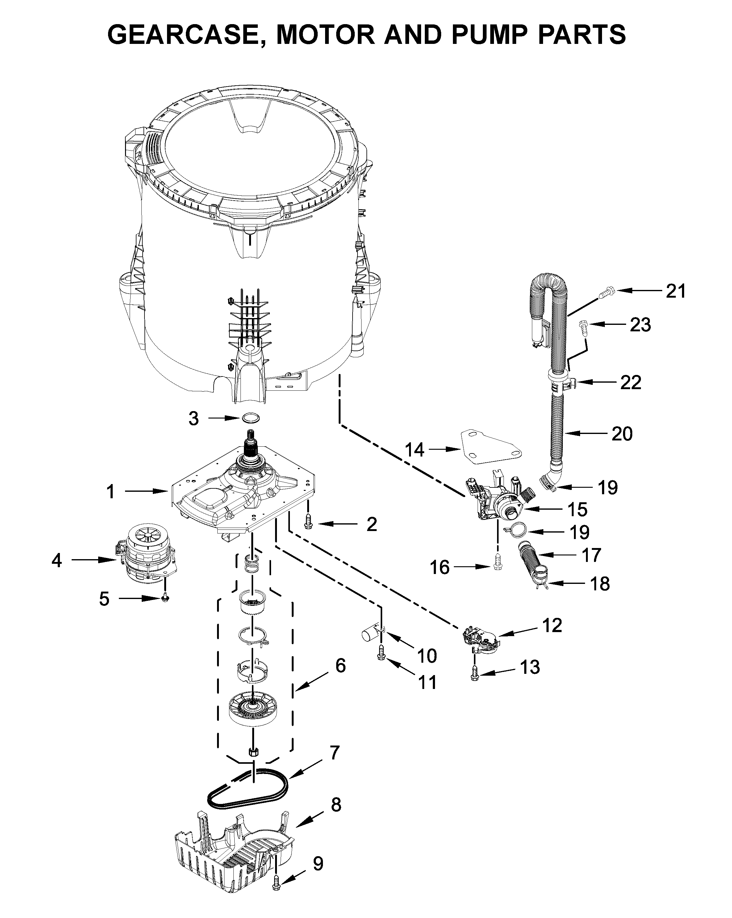 Gearcase, motor and pump parts