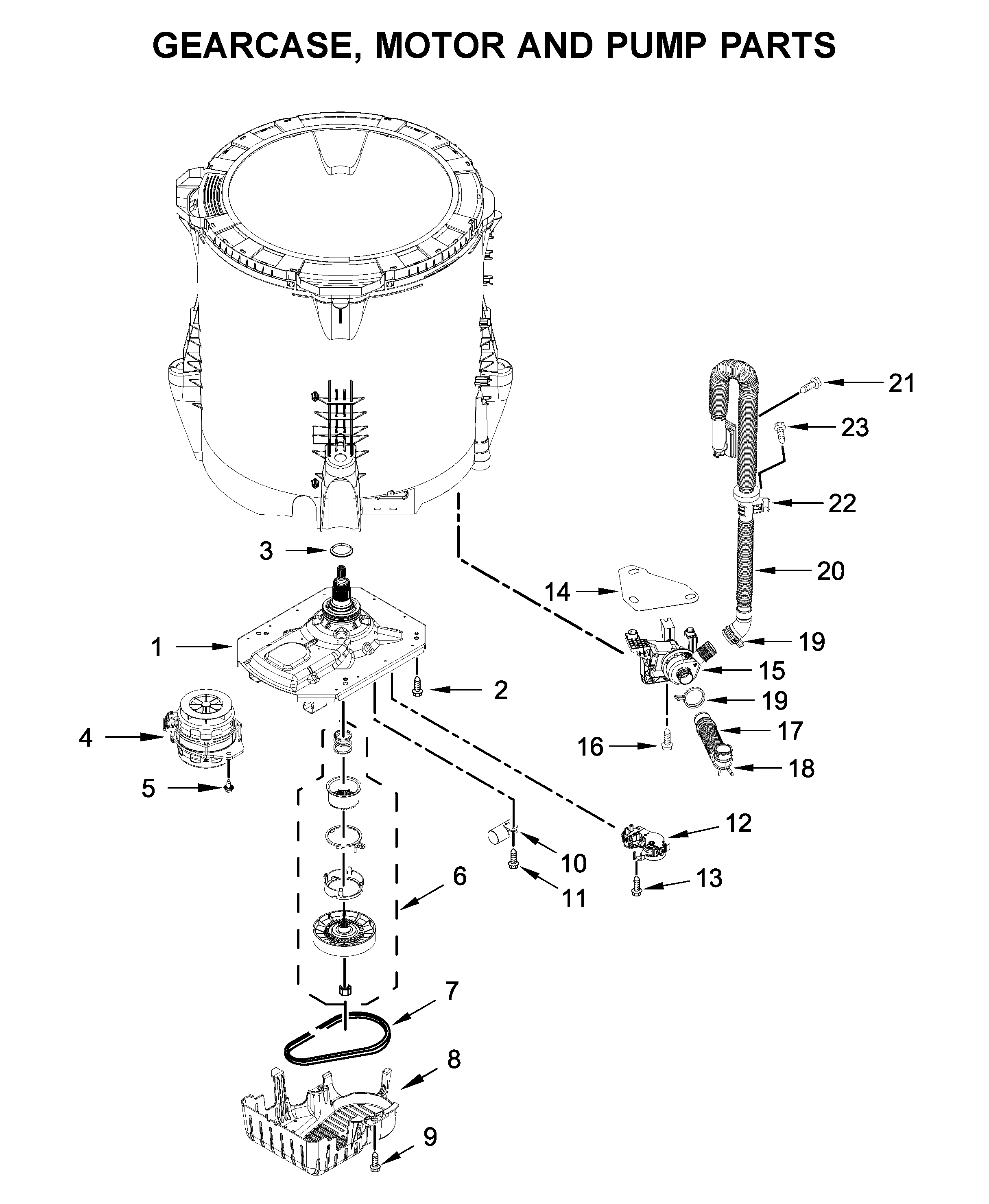 Gearcase, motor and pump parts