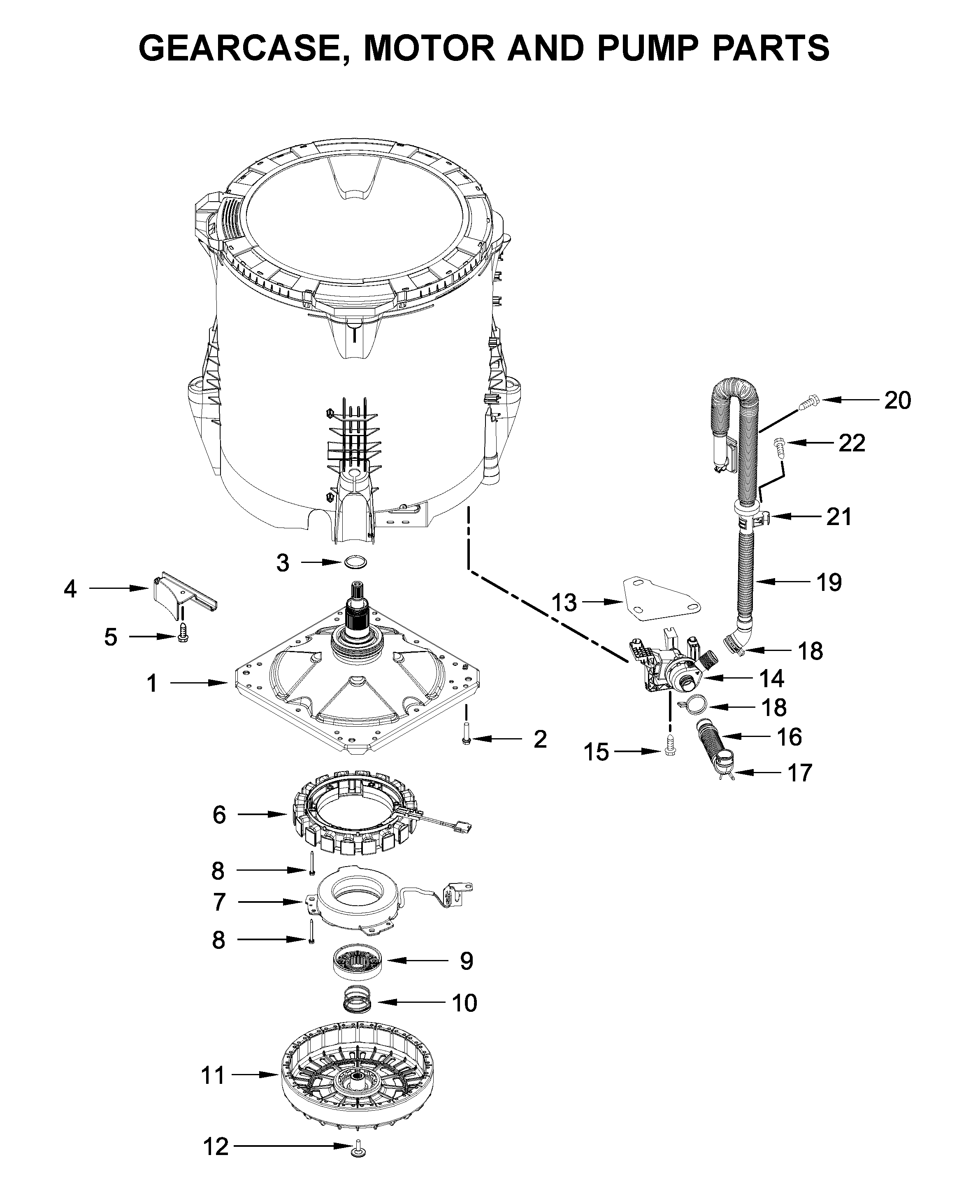 GEARCASE, MOTOR AND PUMP PARTS