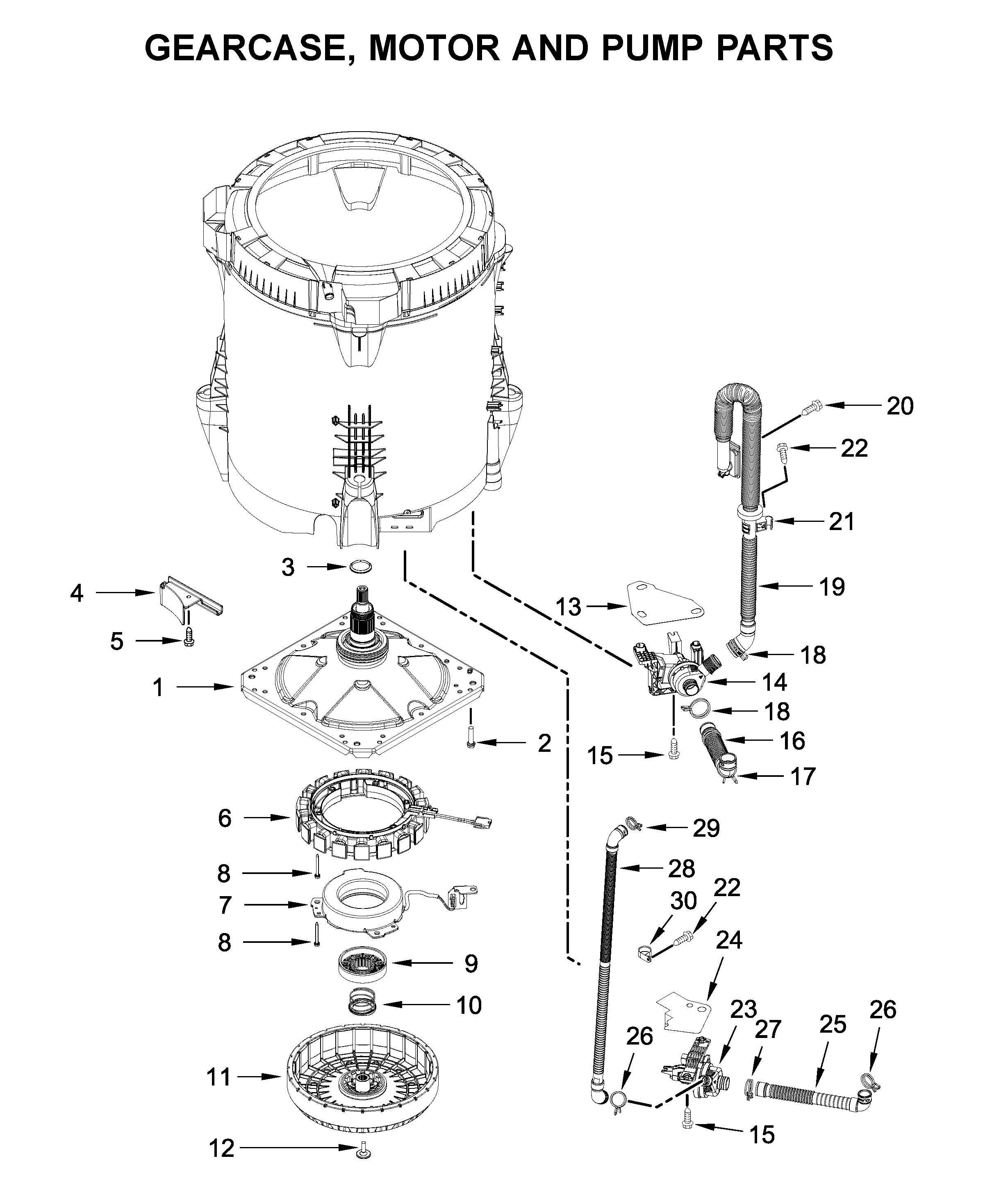 Gearcase, motor and pump parts