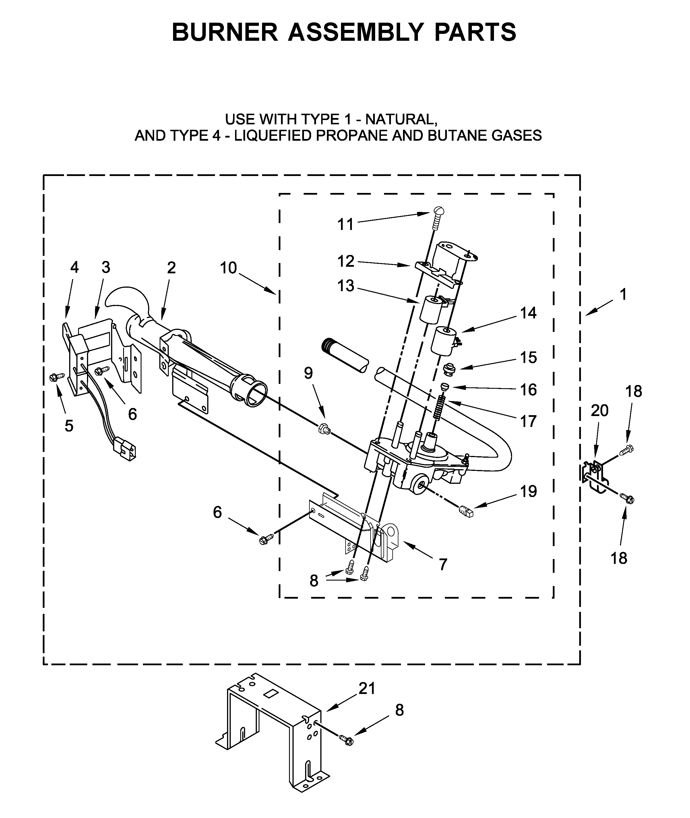 Burner assembly parts