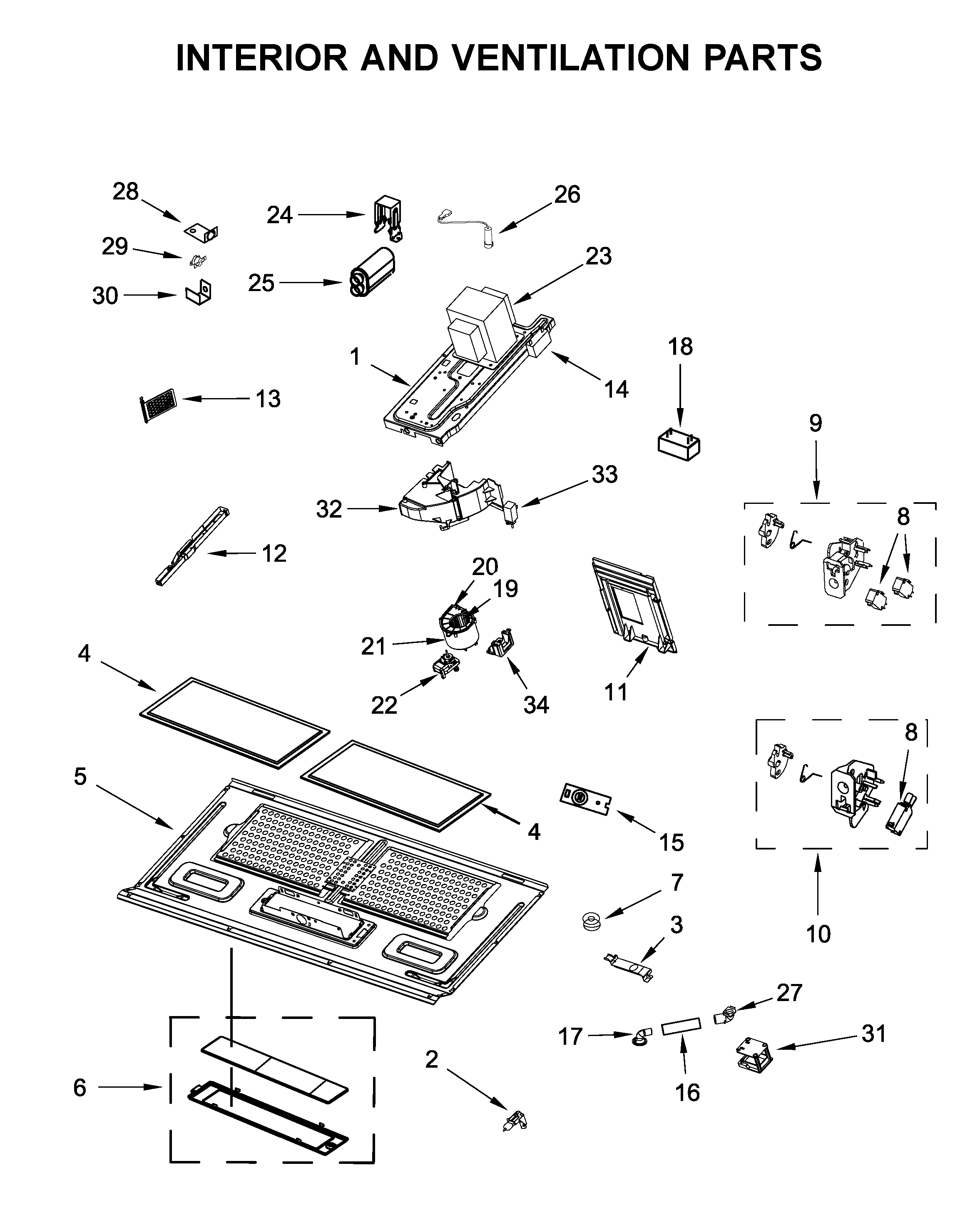 Interior and ventilation parts