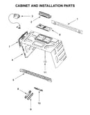 Cabinet and installation parts
