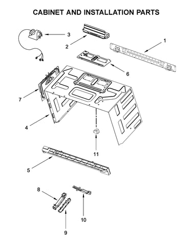 Cabinet and installation parts