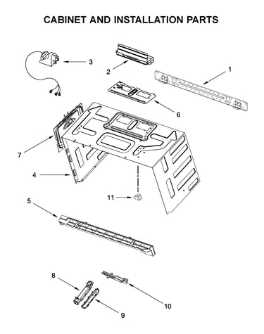Cabinet and installation parts