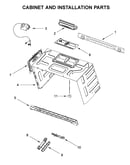 Cabinet and installation parts