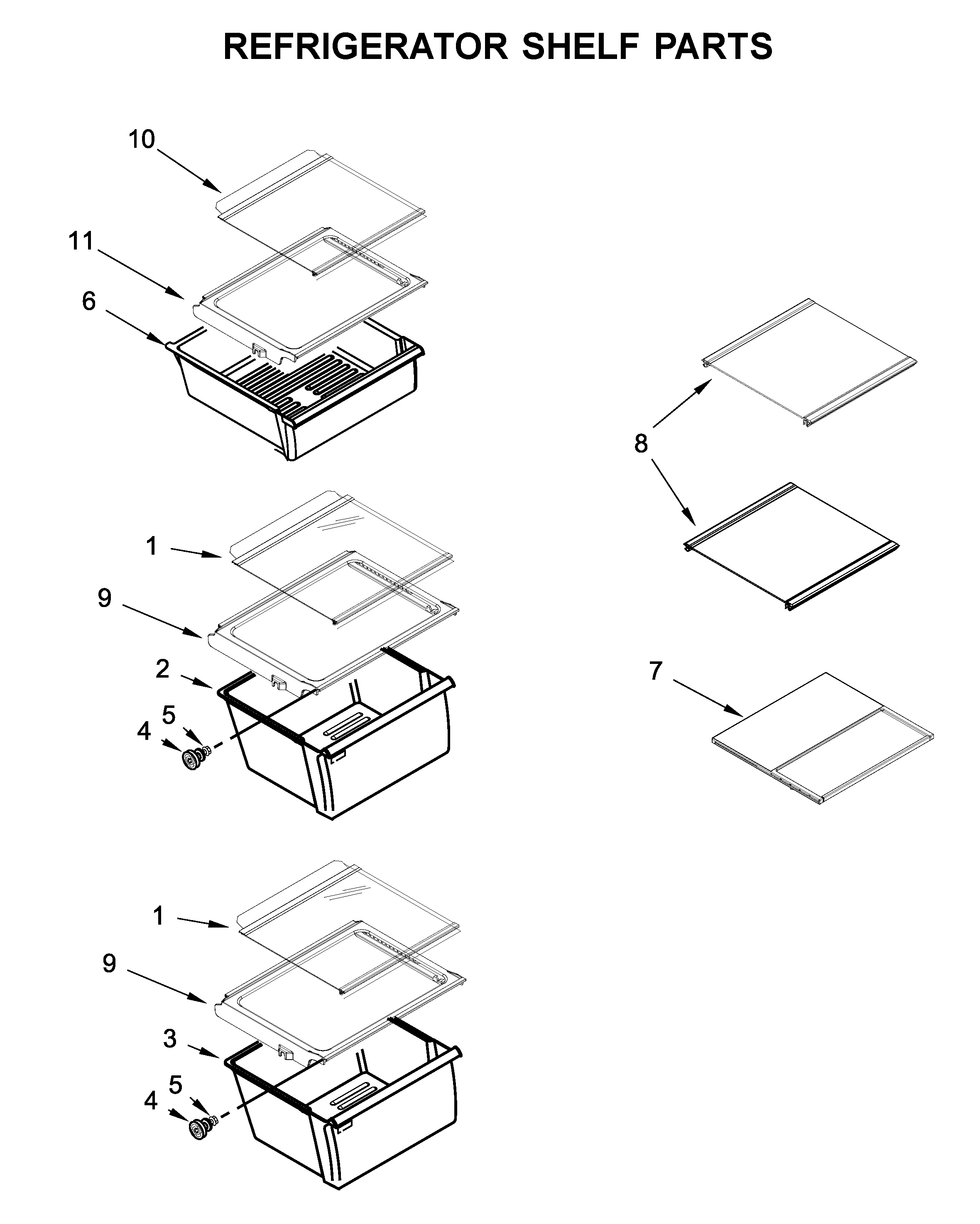 Refrigerator shelf parts