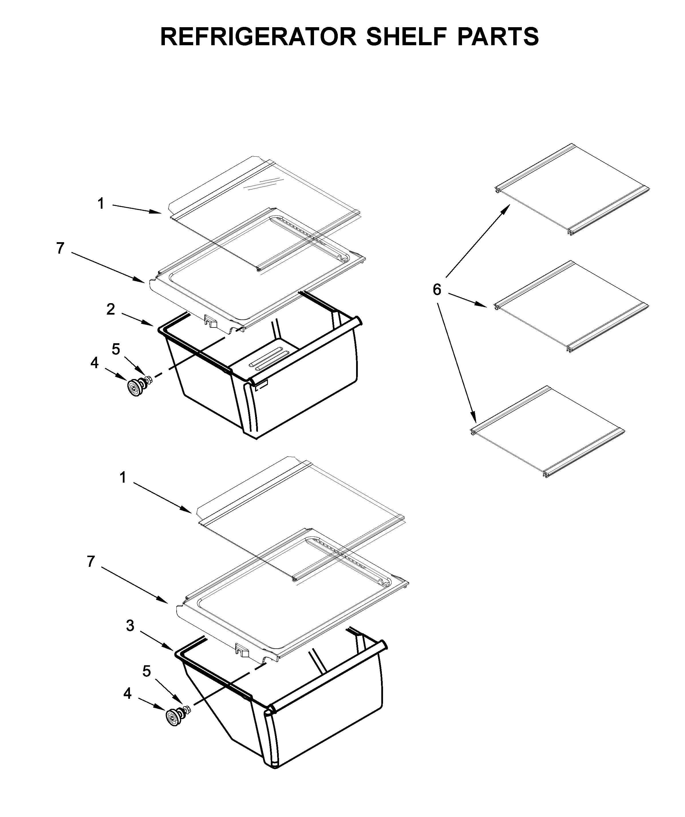 Refrigerator shelf parts