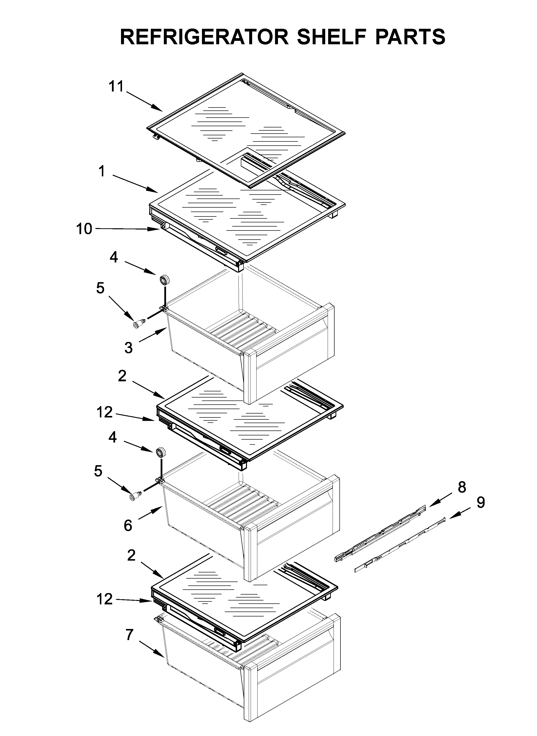 Refrigerator shelf parts