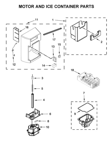 Motor and ice container parts