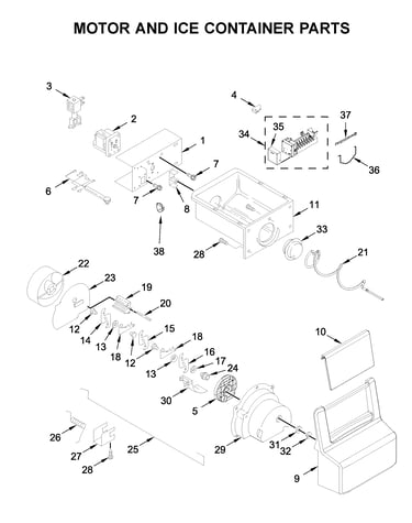 Motor and ice container parts
