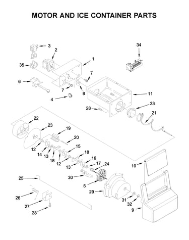 Motor and ice container parts