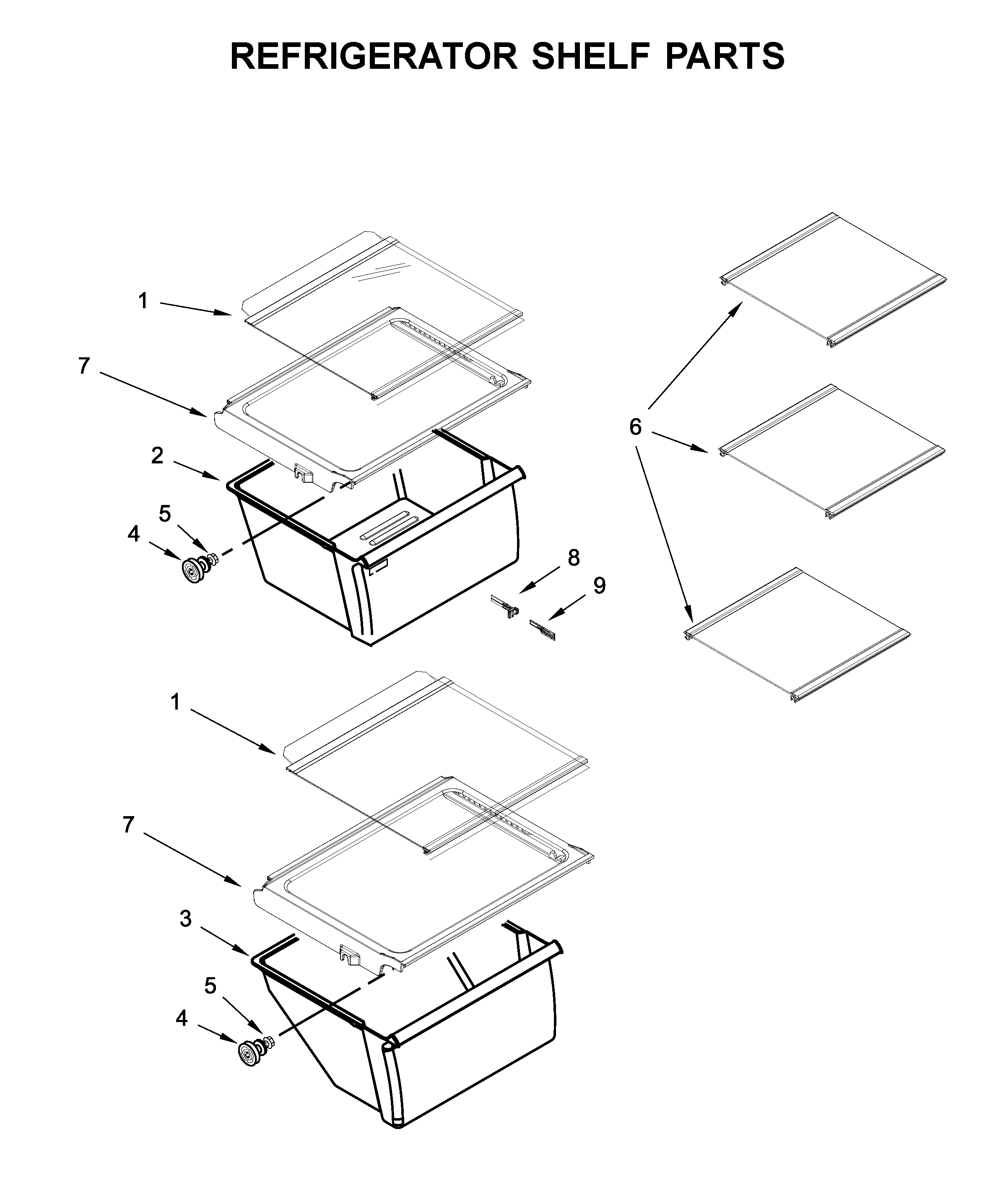 Refrigerator shelf parts