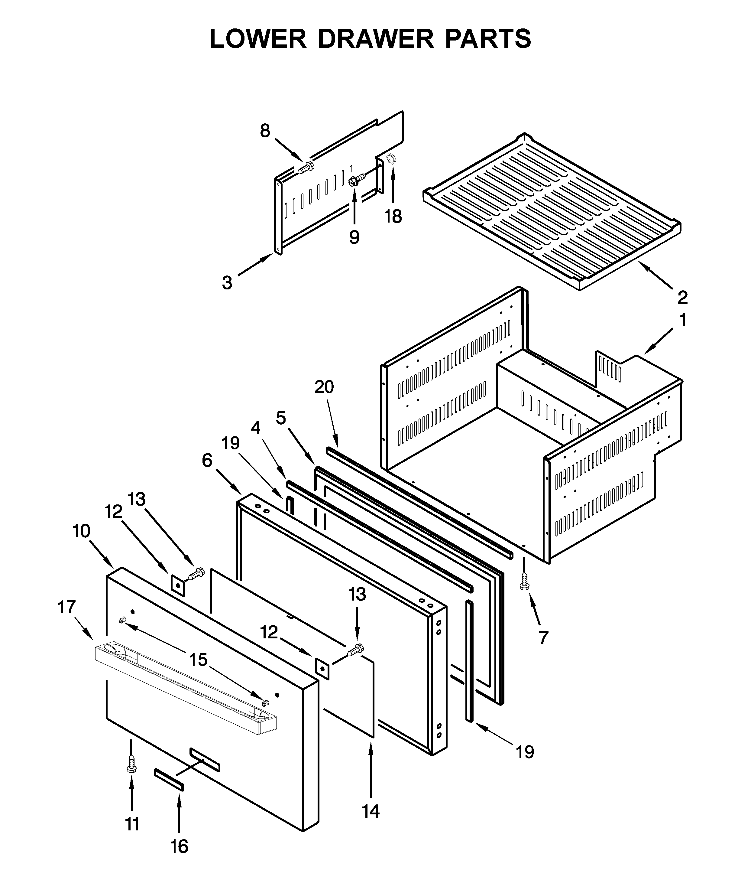 Lower drawer parts