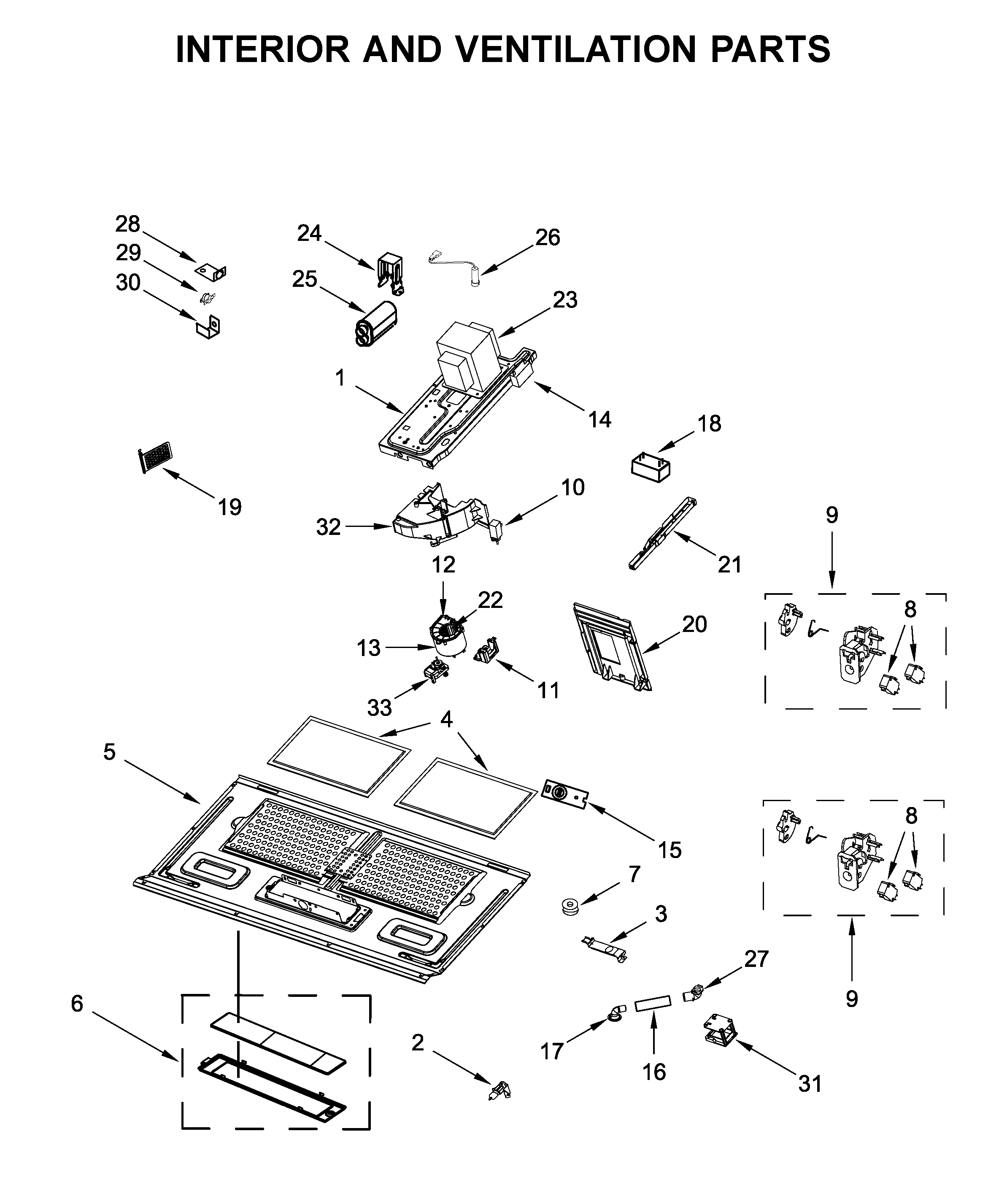 Interior and ventilation parts