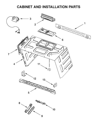 Cabinet and installation parts
