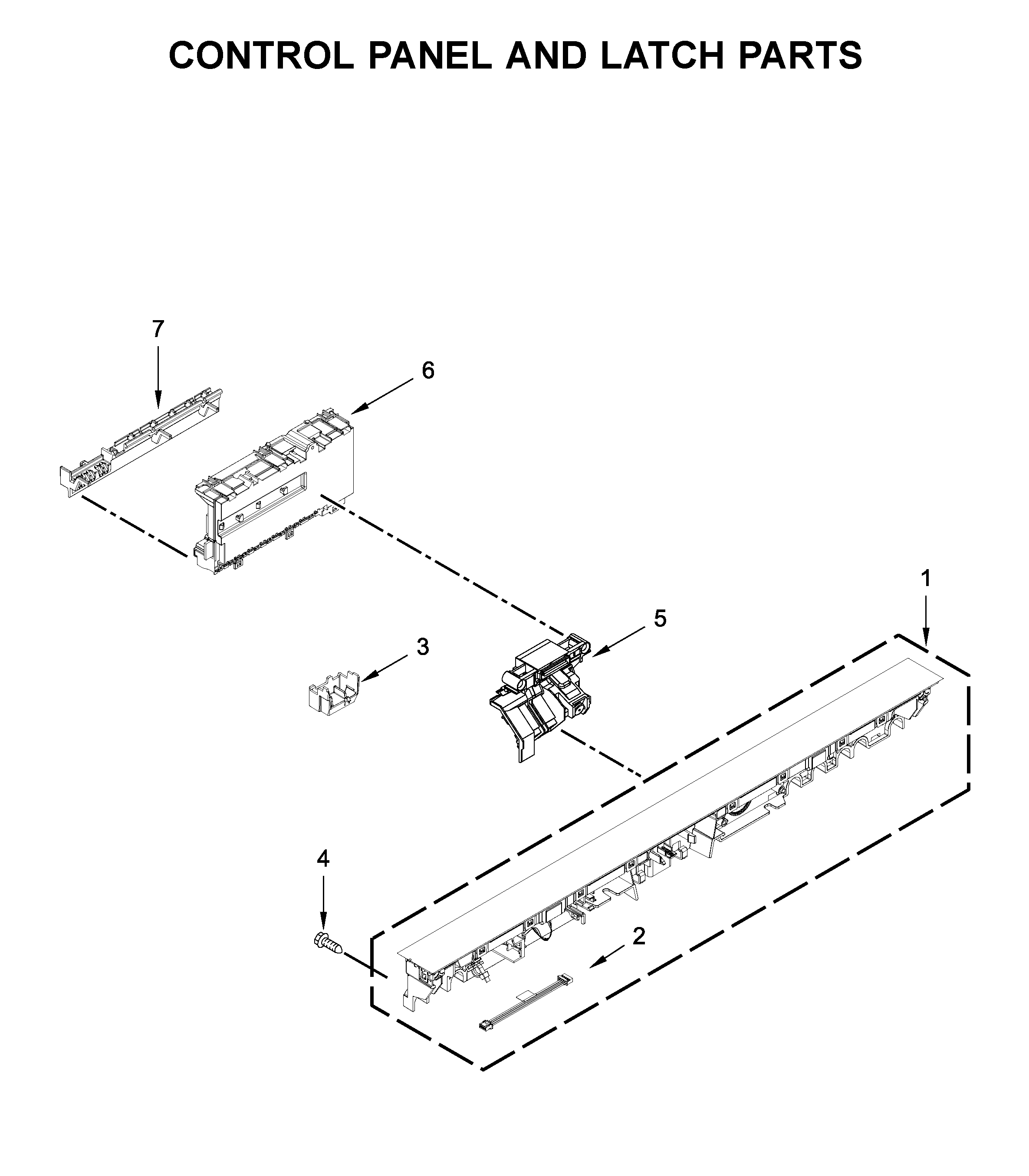 Control panel and latch parts