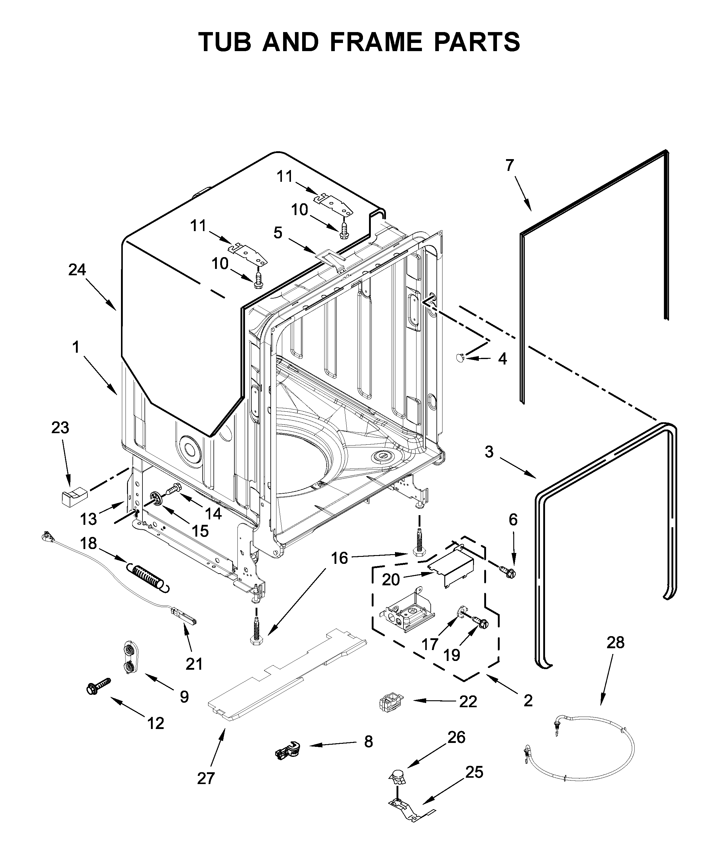 Tub and frame parts