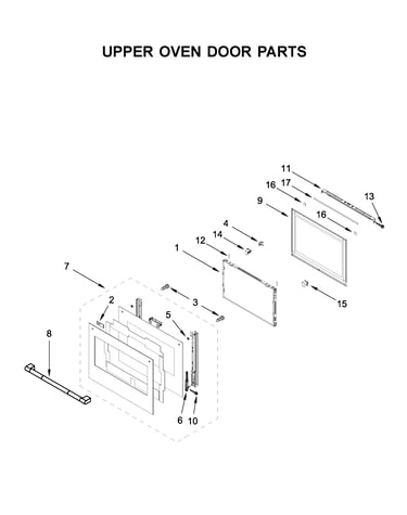 Upper oven door parts