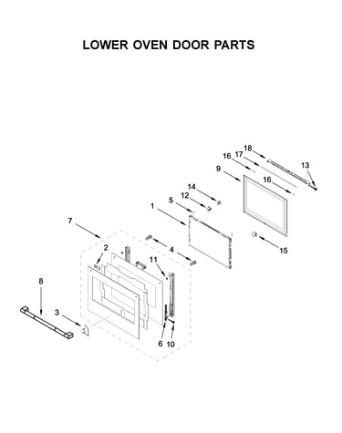 Lower oven door parts