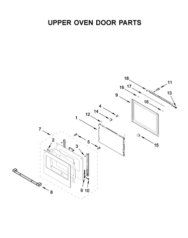 Upper oven door parts