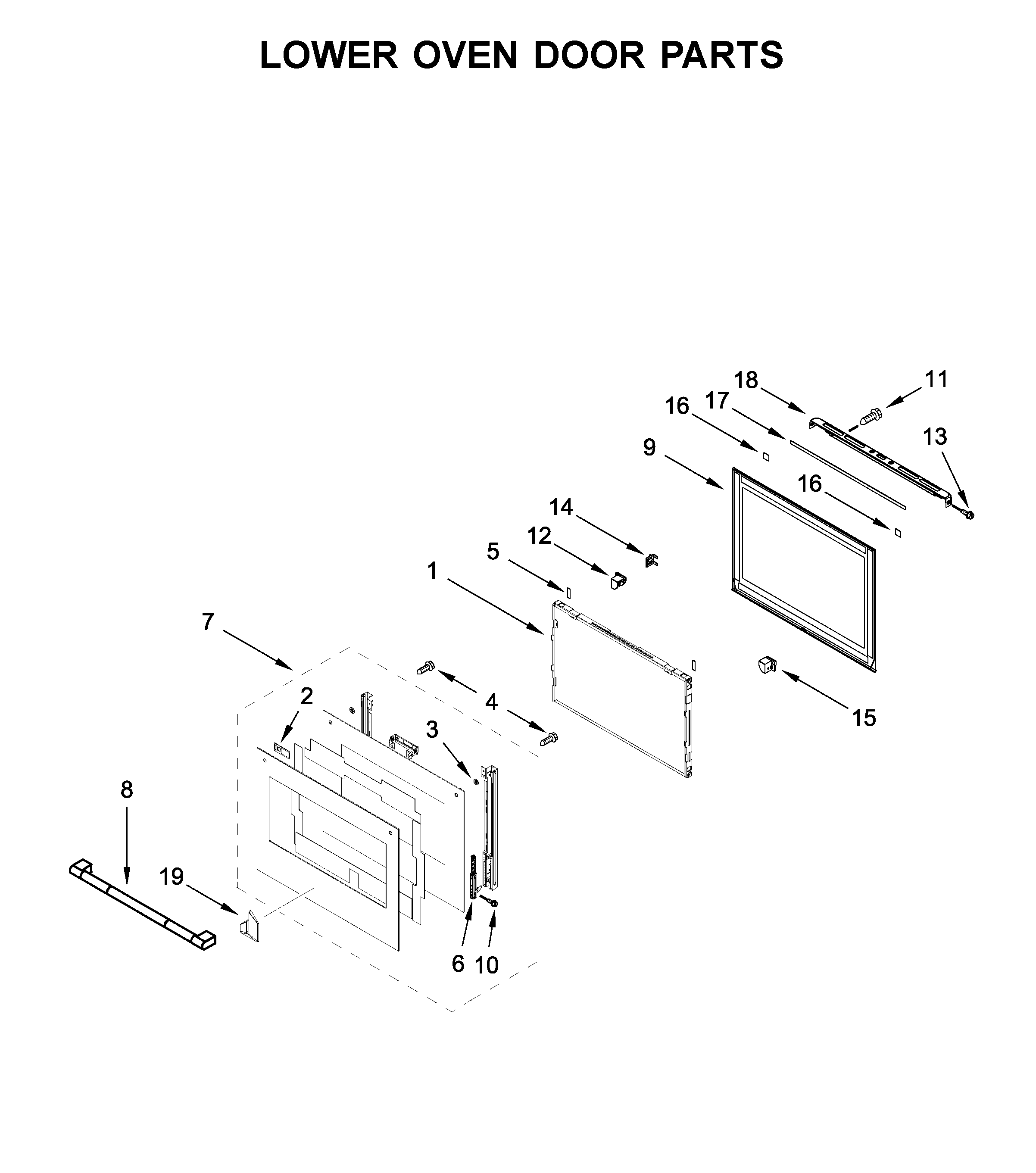 Lower oven door parts