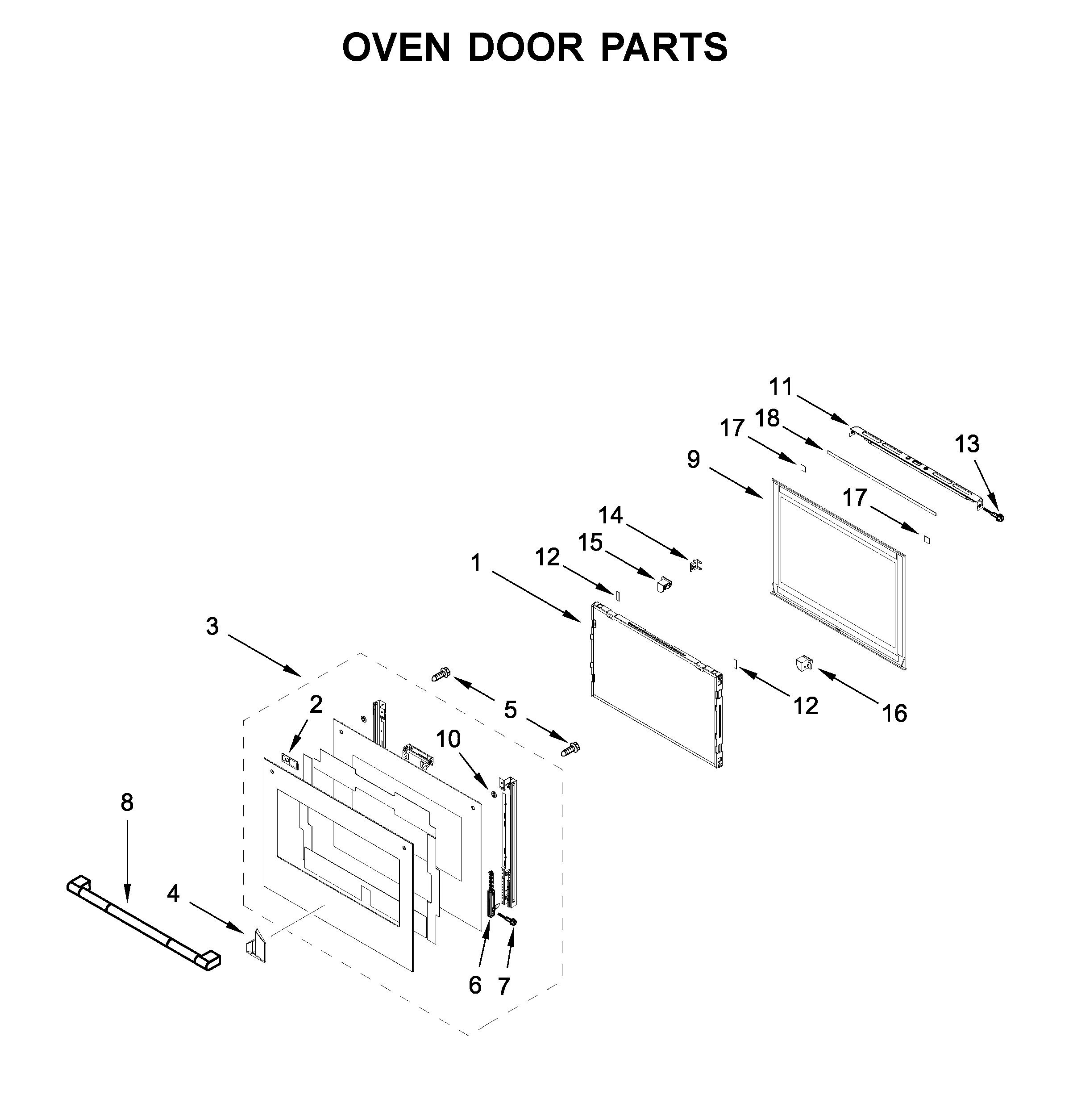 Oven door parts