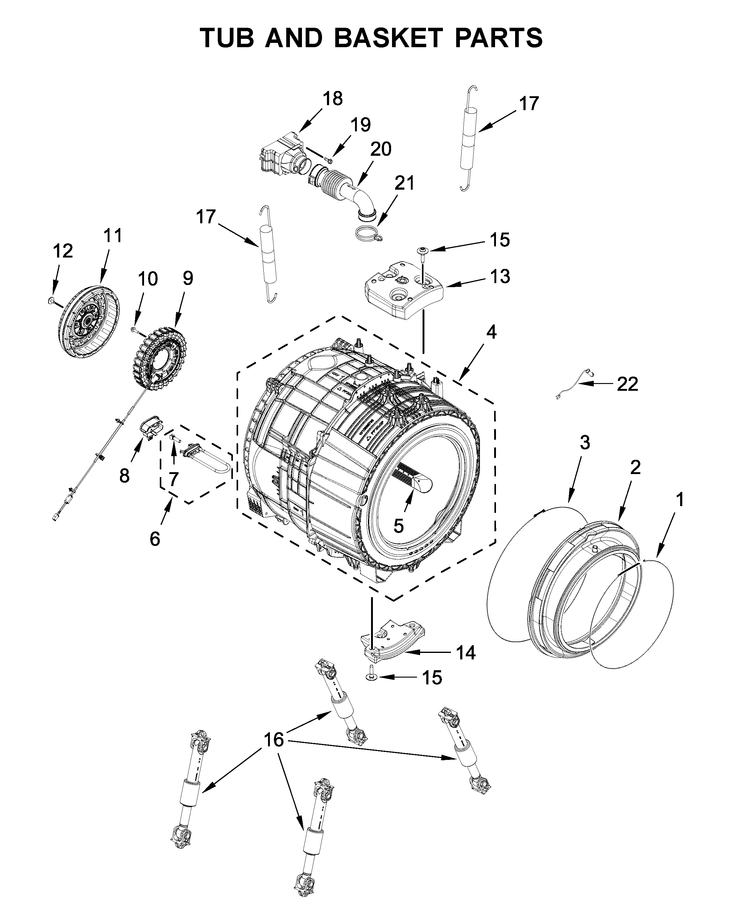 Tub and basket parts