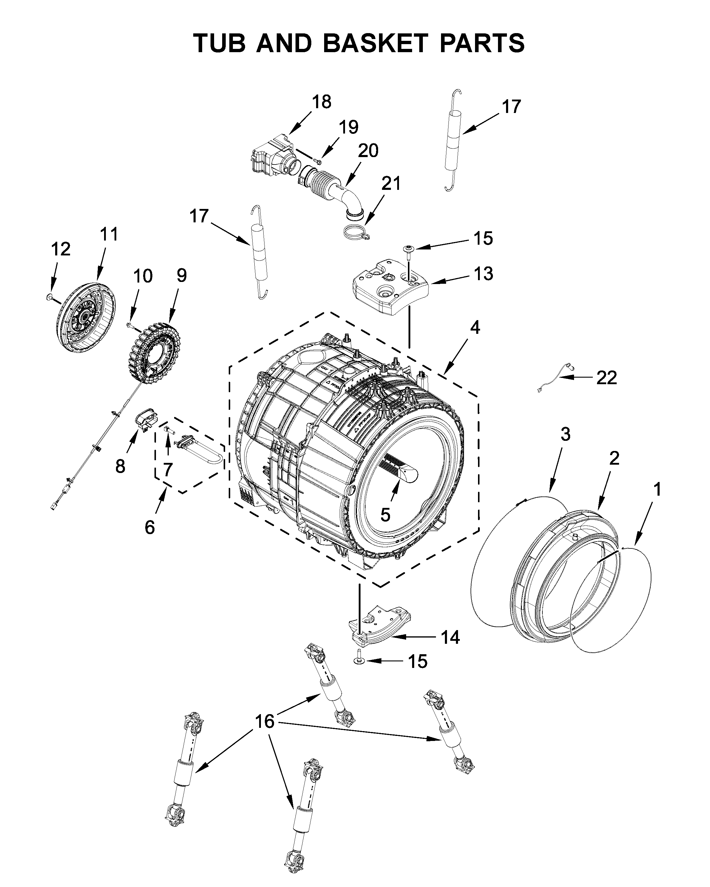 Tub and basket parts