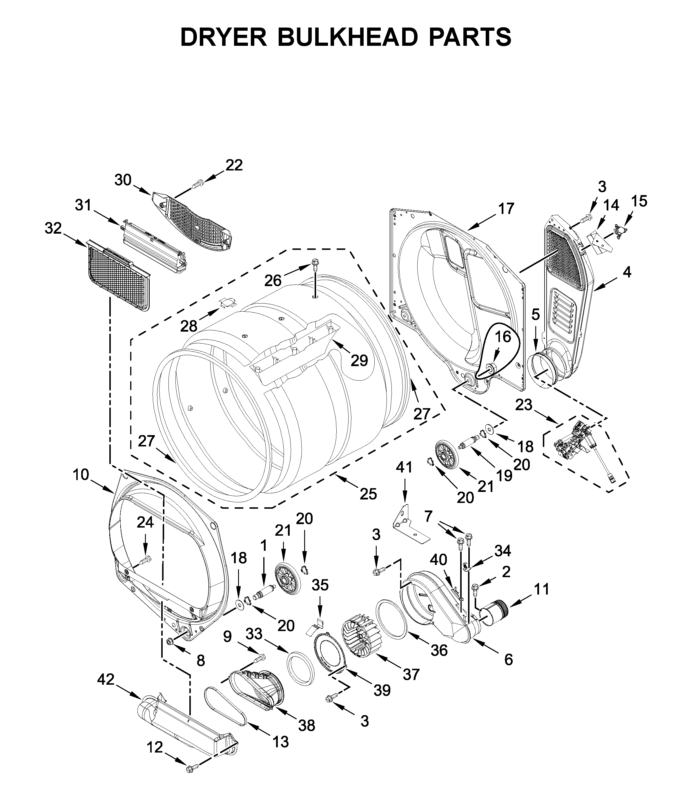 Dryer bulkhead parts