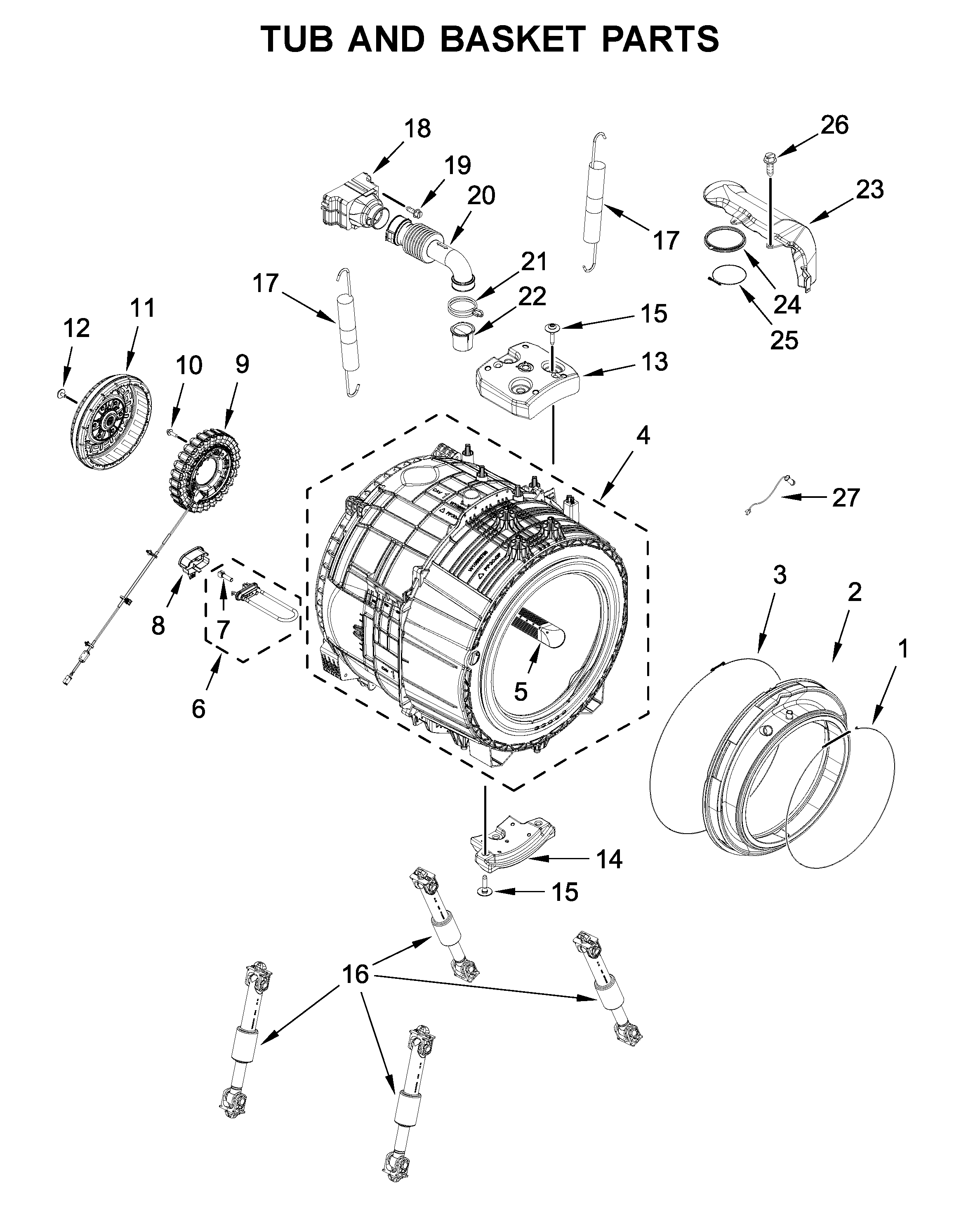Tub and basket parts